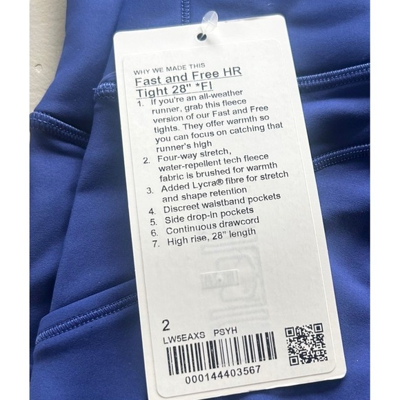 Lululemon Women's Fast and Free HR Tight 28"Size 2 Larkspur NWT - Picture 8 of 9